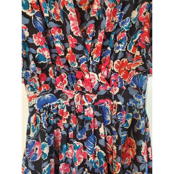 Candi Jones Vintage 80's Floral Ruffled Vibrant Short Sleeve Midi Dress Sz 9/10 - Picture 6 of 13